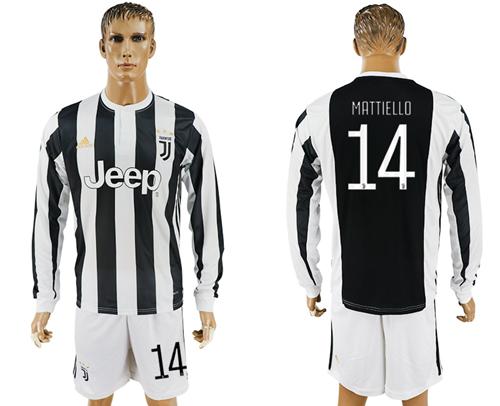 Juventus #14 Mattiello Home Long Sleeves Soccer Club Jersey